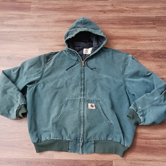 Carhartt Other - Vintage 90s Carhartt JQ246 Mens 3XL Jacket Hunter Green RARE Quilt Lined Hooded